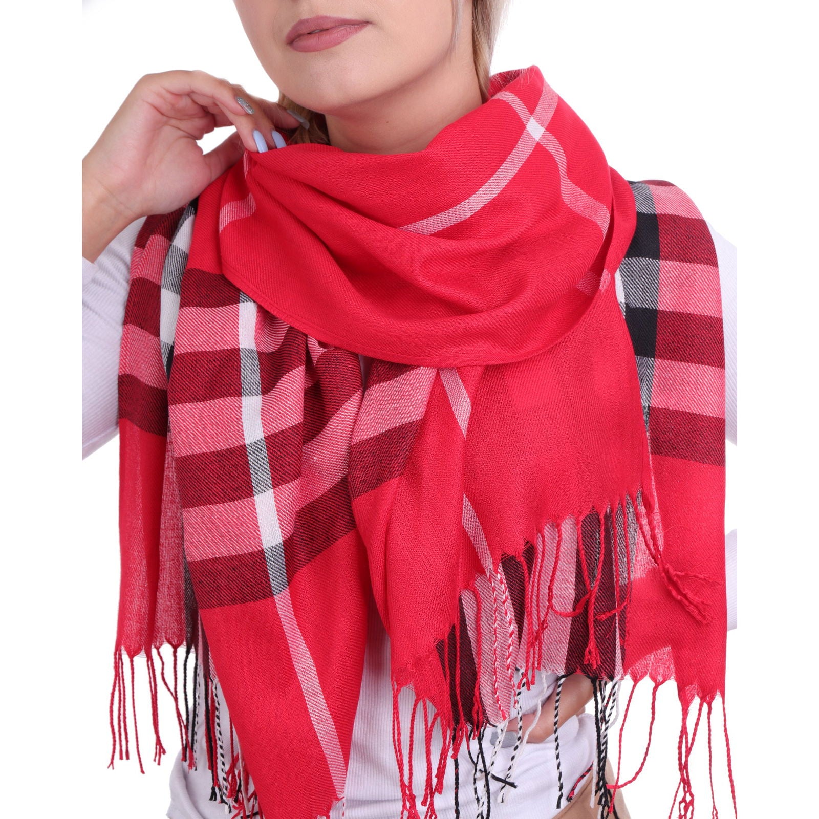 Szal BRITISH PLAID RED HAGNE