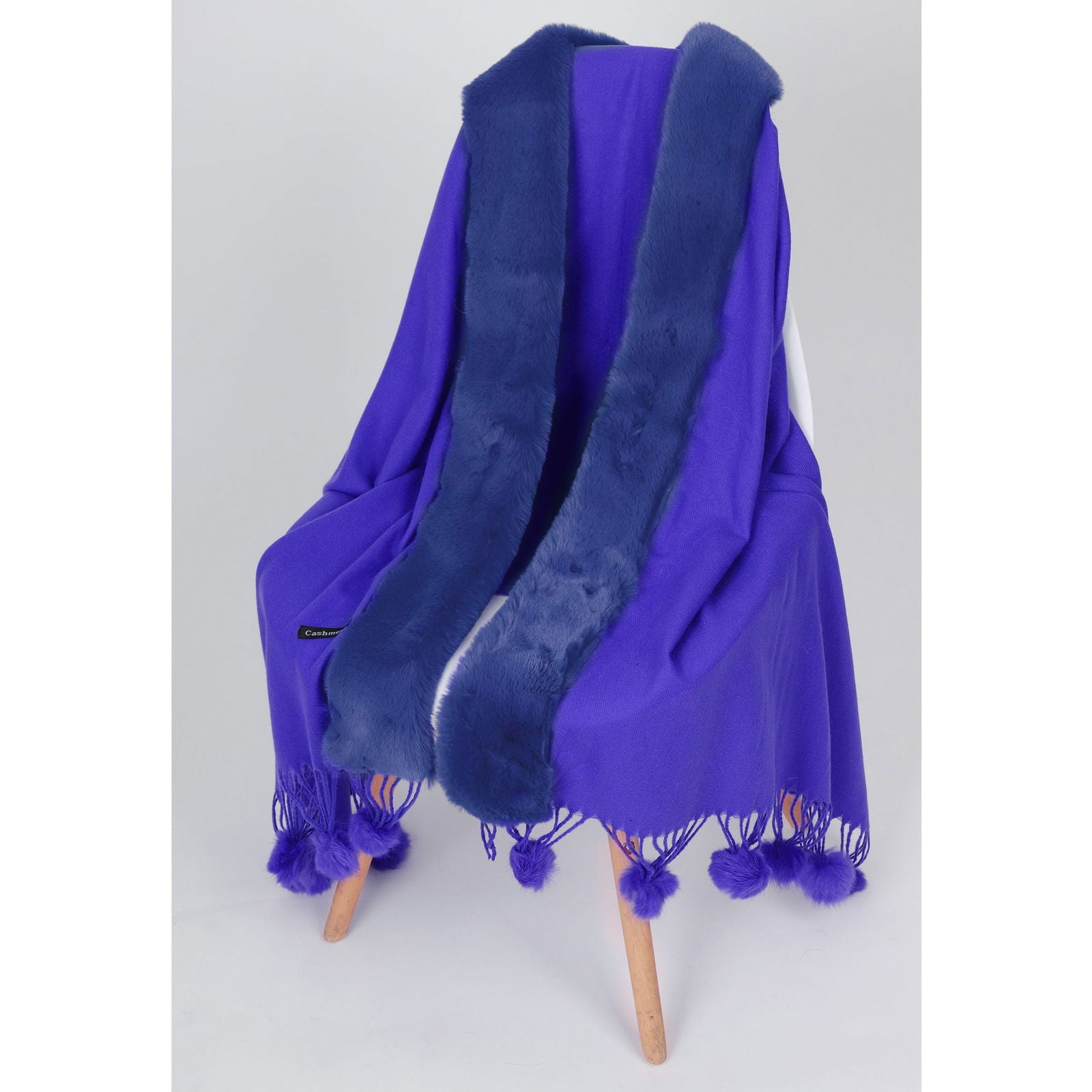 Szal FUR BOLERO POM NAVY HAGNE