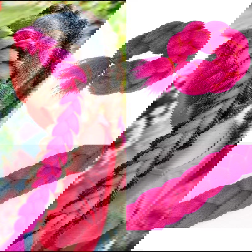 Włosy syntetyczne na warkoczyki fuksja neon A14 HAGNE