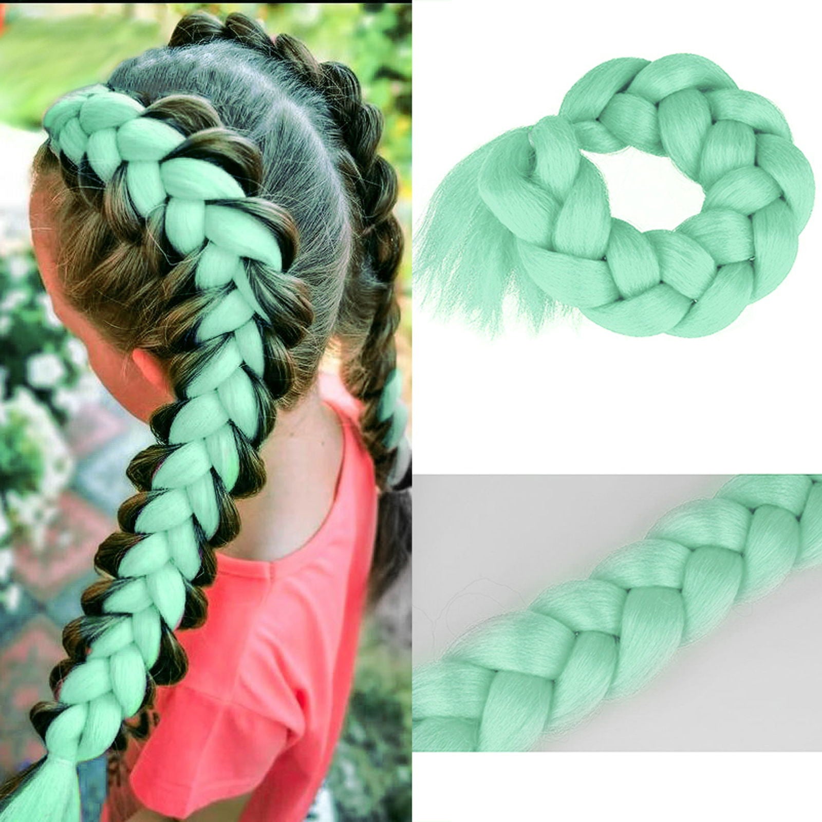 Włosy syntetyczne na warkoczyki miętowy A25 HAGNE