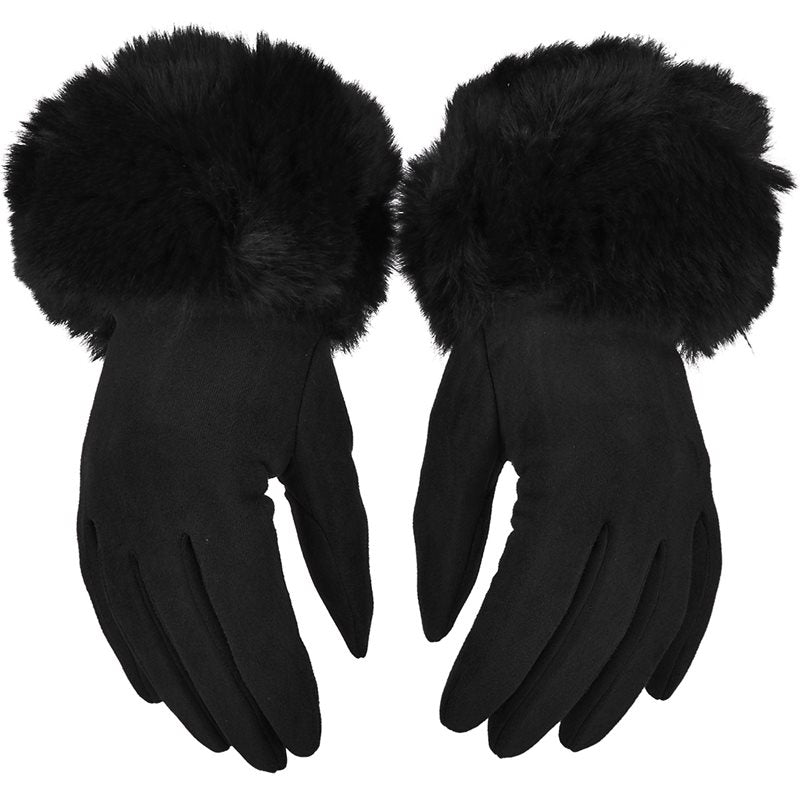 Rękawiczki WINTER FUR TOUCH BLACK HAGNE