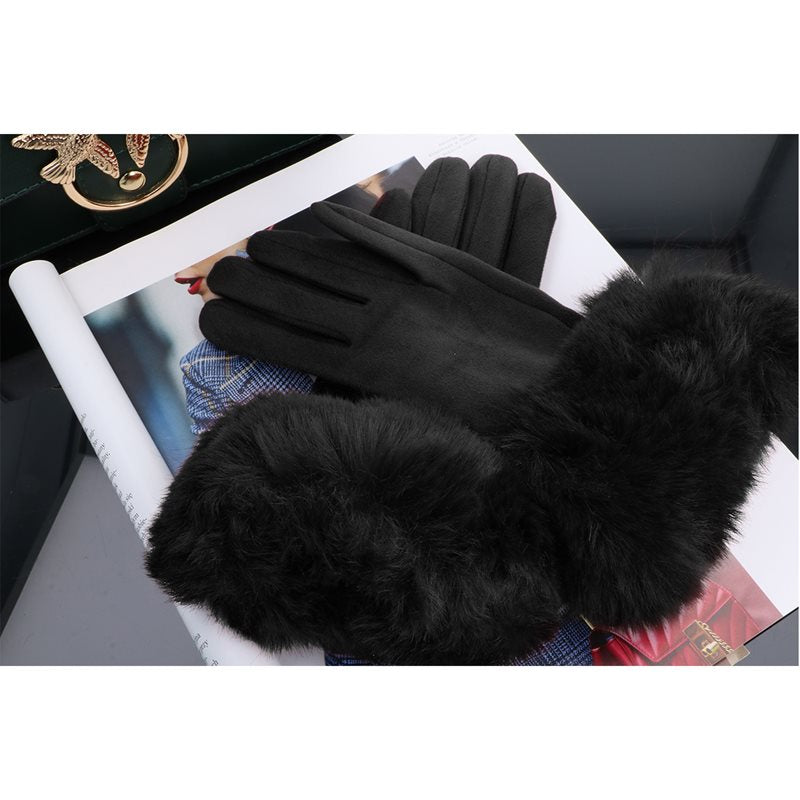 Rękawiczki WINTER FUR TOUCH BLACK HAGNE