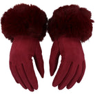 Rękawiczki WINTER FUR TOUCH BURGUNDY HAGNE