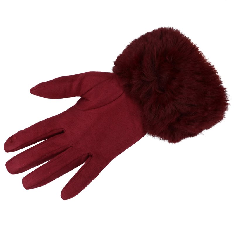 Rękawiczki WINTER FUR TOUCH BURGUNDY HAGNE