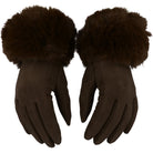 Rękawiczki WINTER FUR TOUCH DARK BROWN HAGNE