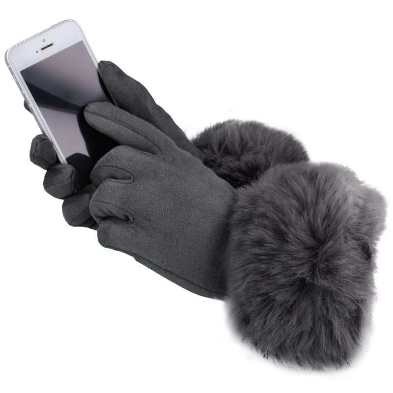 Rękawiczki WINTER FUR TOUCH GRAY HAGNE