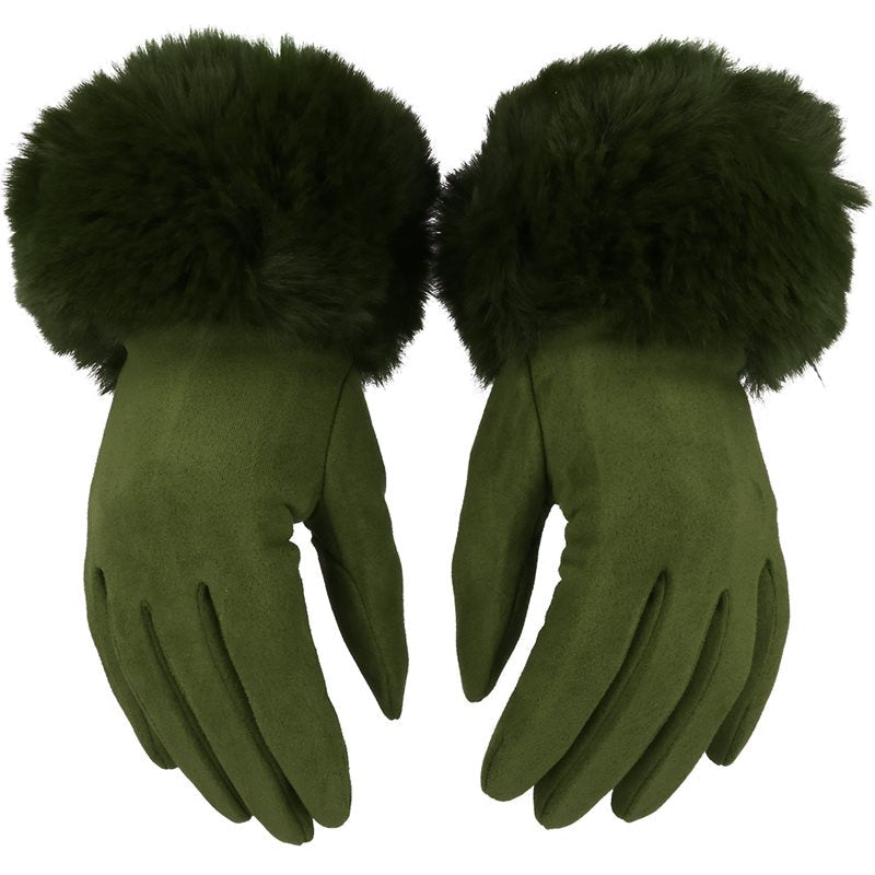 Rękawiczki WINTER FUR TOUCH GREEN HAGNE