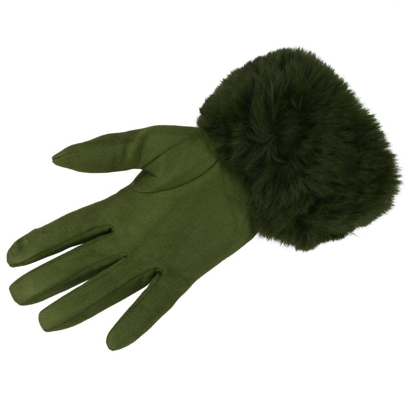 Rękawiczki WINTER FUR TOUCH GREEN HAGNE