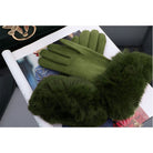 Rękawiczki WINTER FUR TOUCH GREEN HAGNE