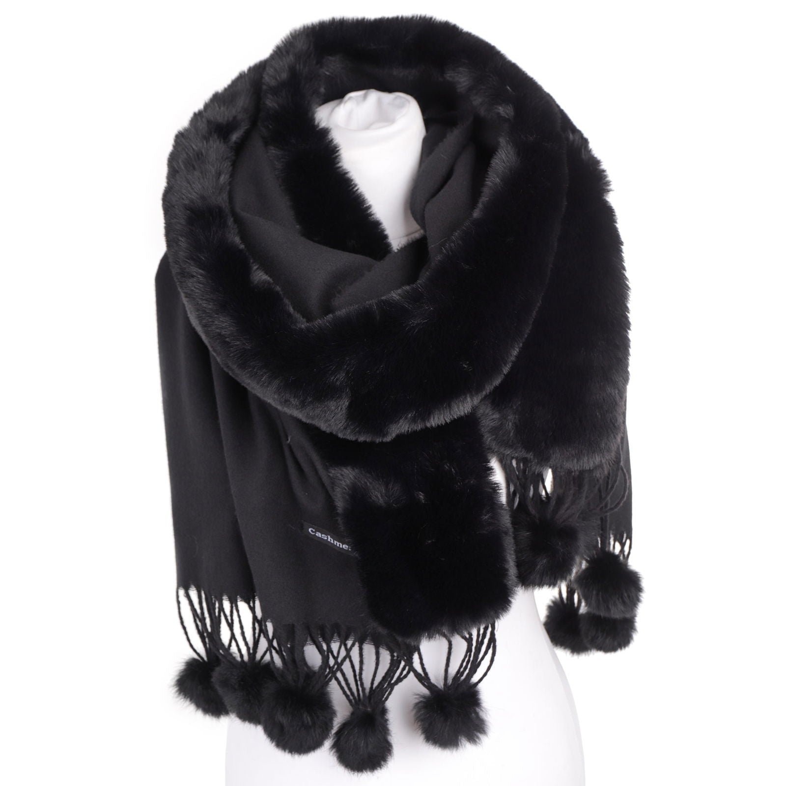 Szal FUR BOLERO POM BLACK HAGNE