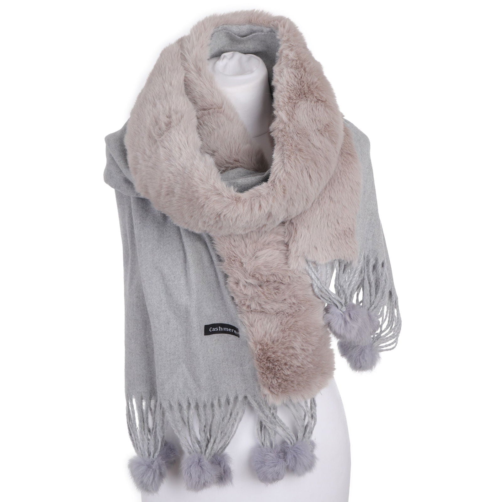 Szal FUR BOLERO POM GRAY HAGNE