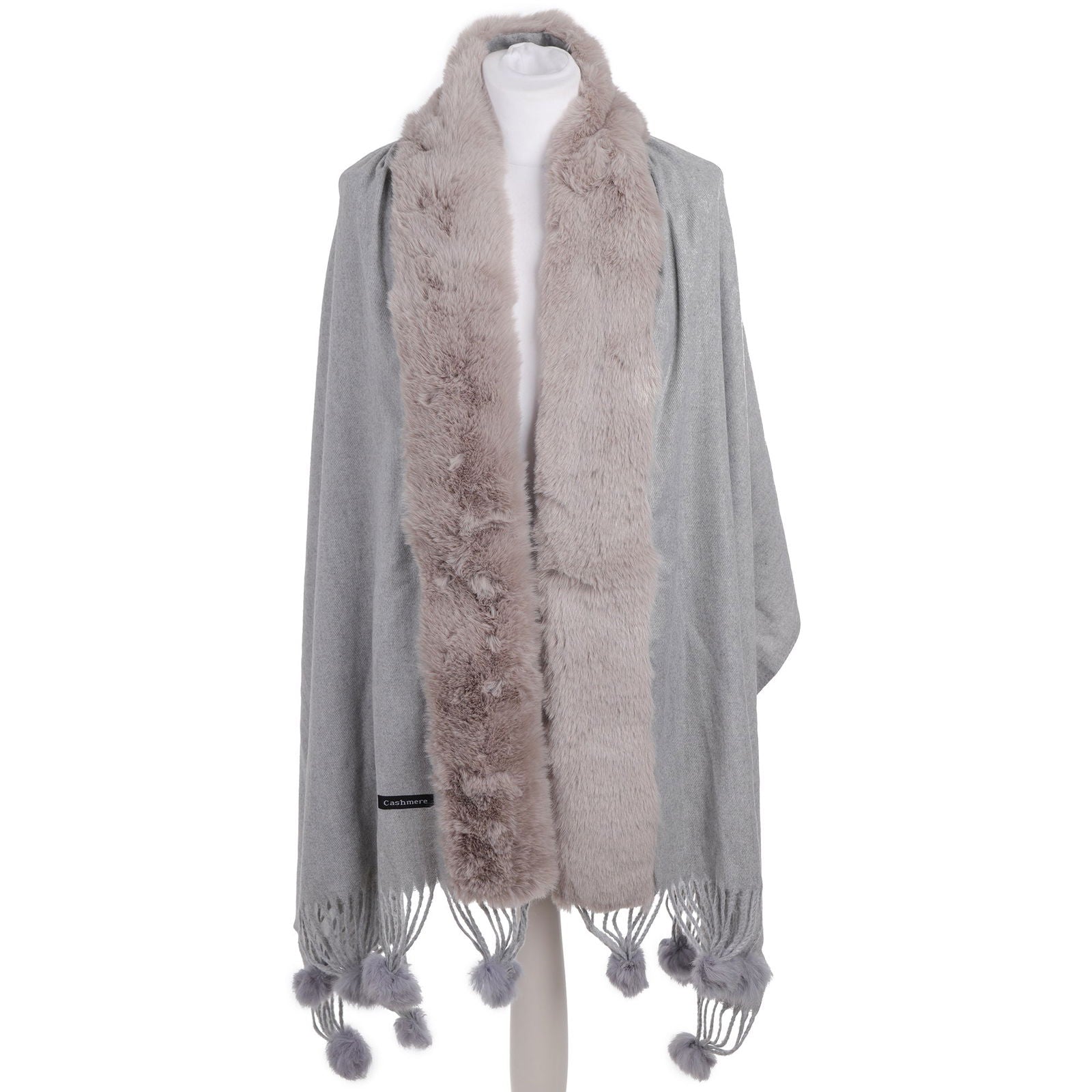 Szal FUR BOLERO POM GRAY HAGNE